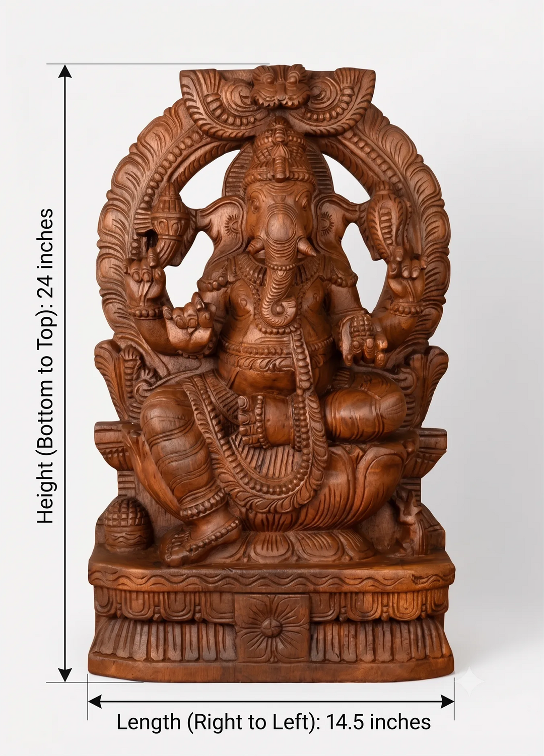 Indian Ganesha sculpture with Detailed Dimentions
