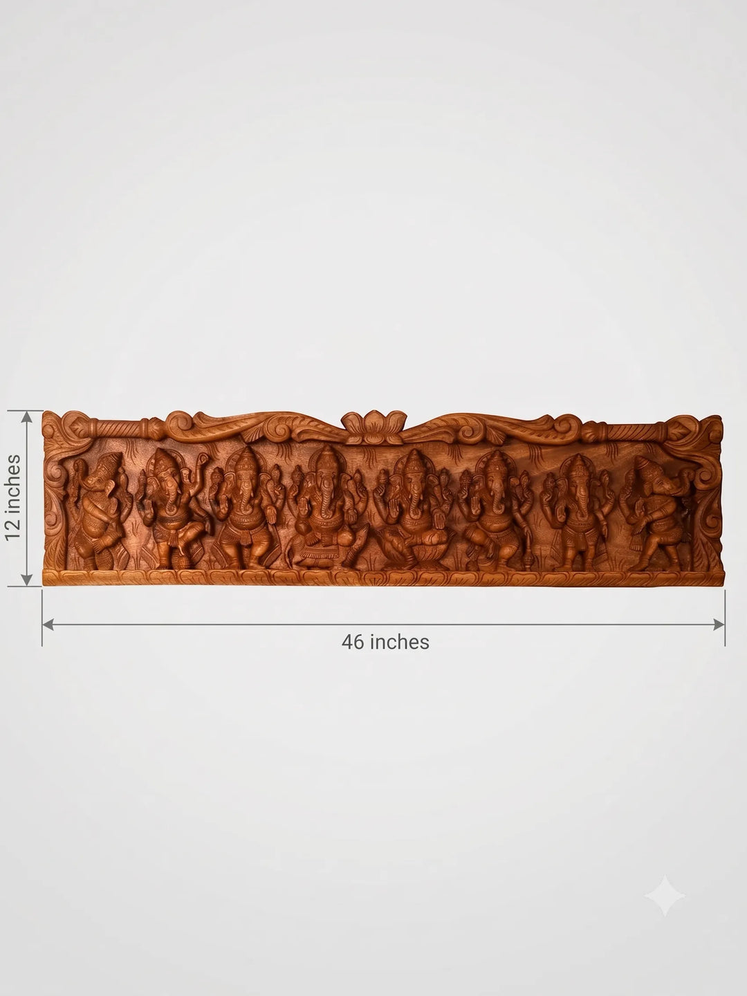 Wooden Dancing Asta Ganesha Horizontal Panel | Wall Decor 46"