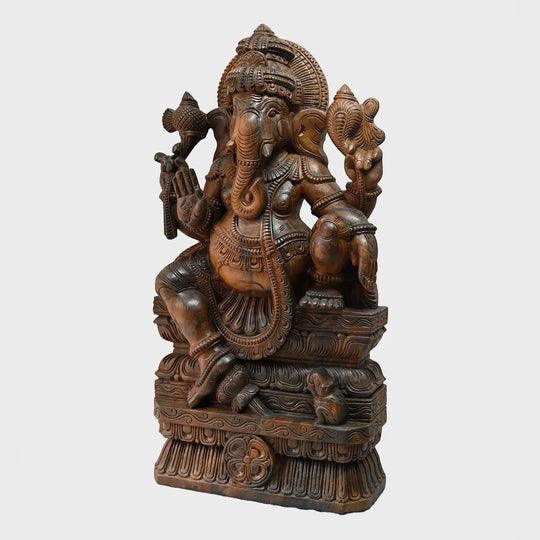 Traditional wooden Ganesha statue for home décor