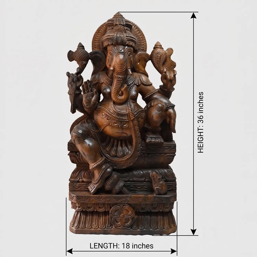 handcrafted wooden Lord Ganesha sculpture