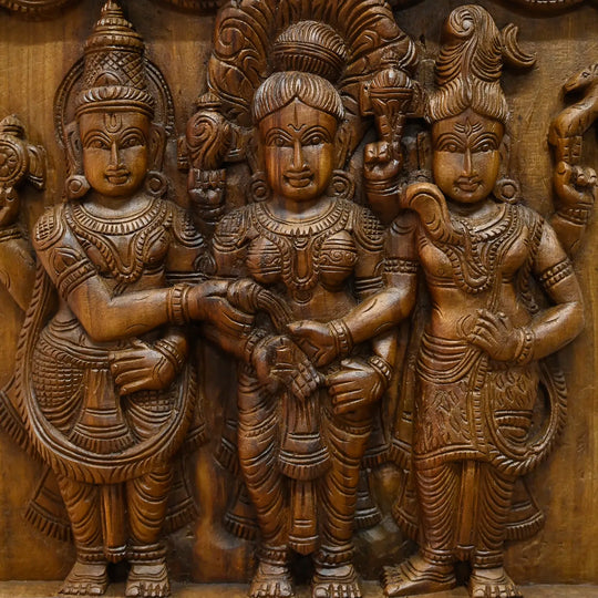 Traditional South Indian Meenakshi Thirukalyanam Wood Panel