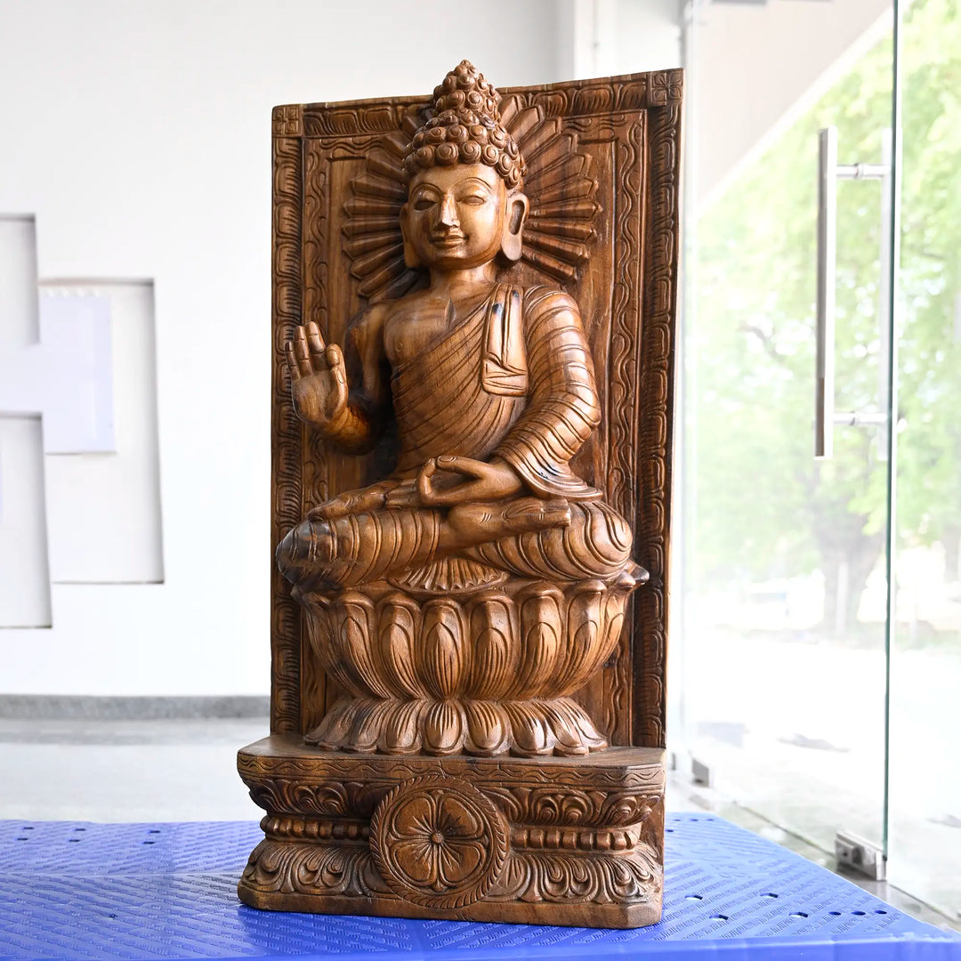 Handcrafted Buddha wooden statue
