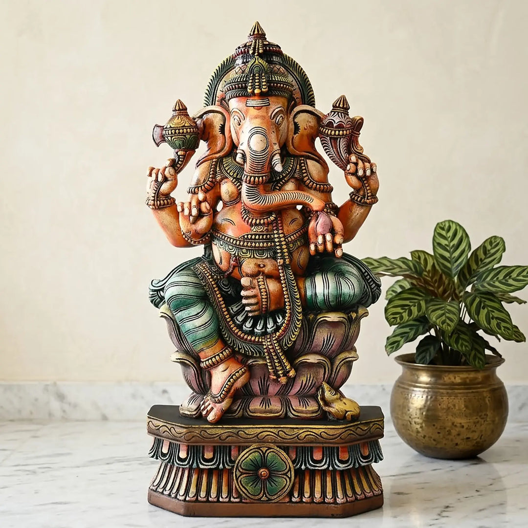Premium handcrafted multicoloured Ganesh Moorthi