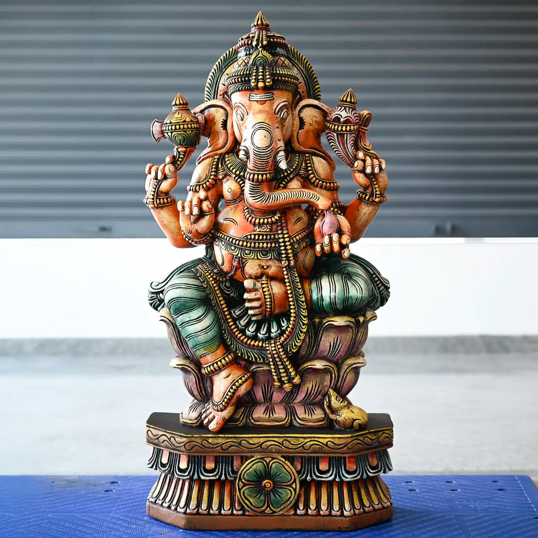Premium handcrafted wooden Ganesh Moorthi