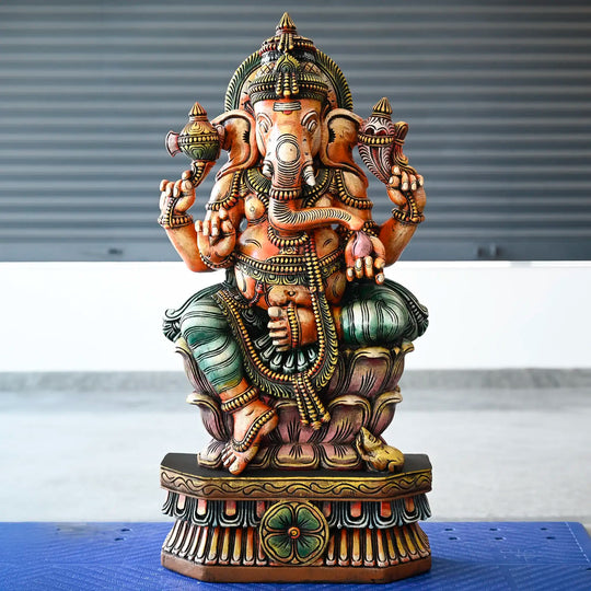 Premium handcrafted wooden Ganesh Moorthi