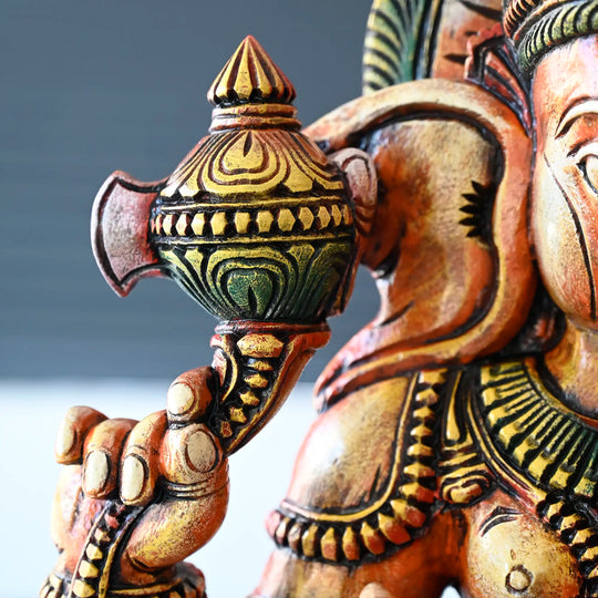 Wooden Ganesh idol for Hindu temple