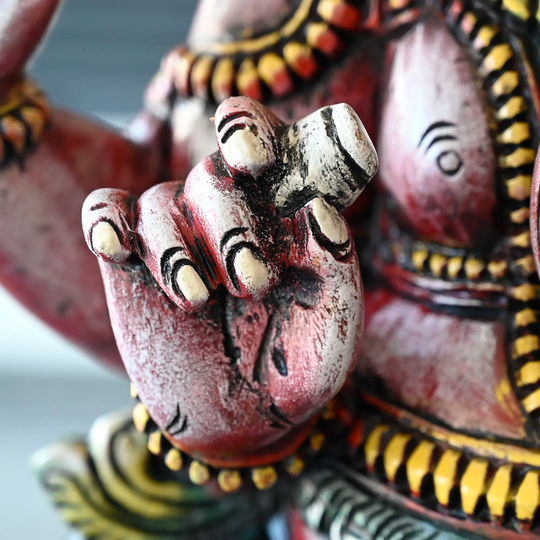 Handcrafted multicolour Ganesh temple statue