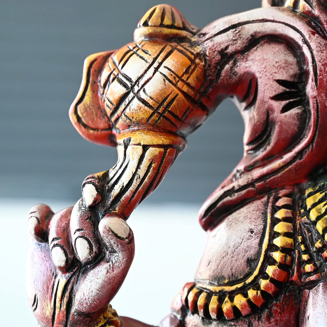 Multicoloured Ganesh Moorthi Statue – Handcrafted Hindu Temple Art 36"
