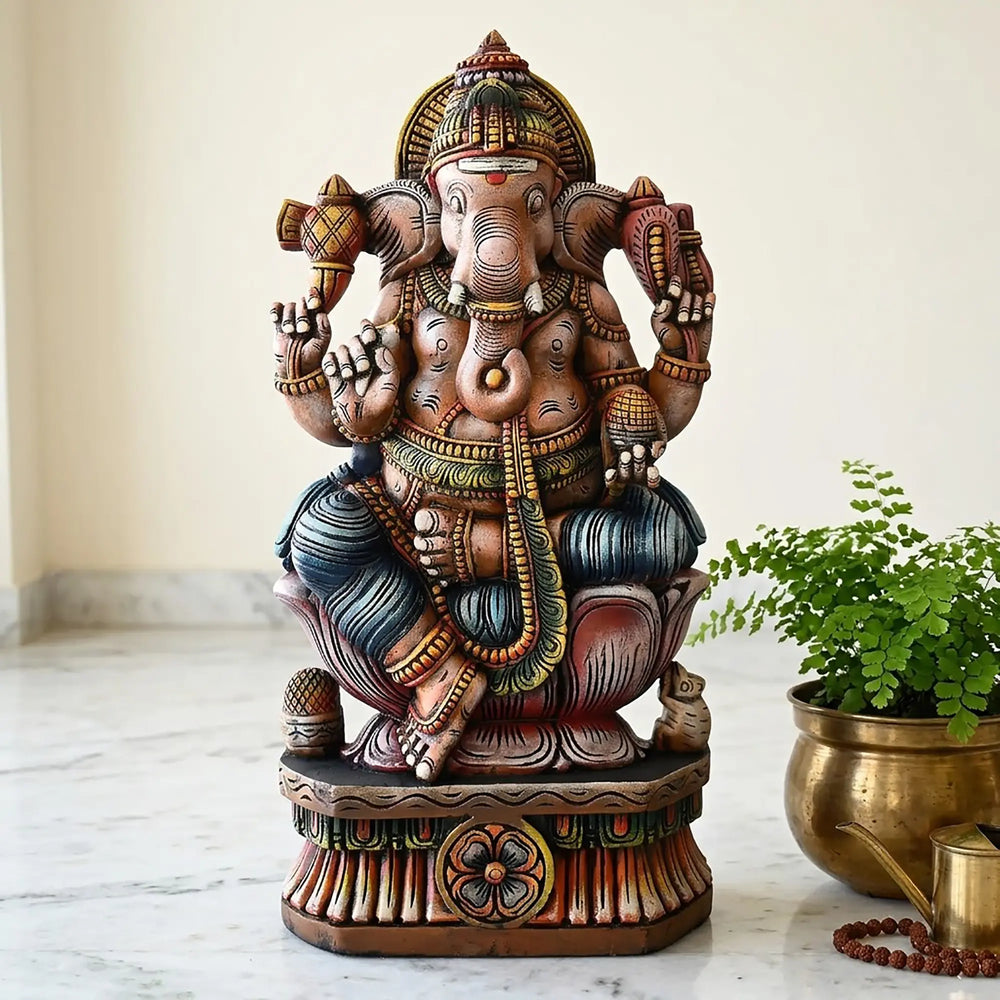 Premium handcrafted multicoloured Ganesh Moorthi
