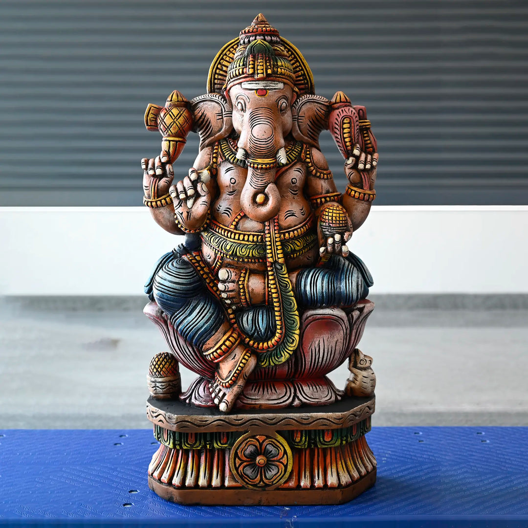Handcrafted Ganapathy Moorthi with colourful finish