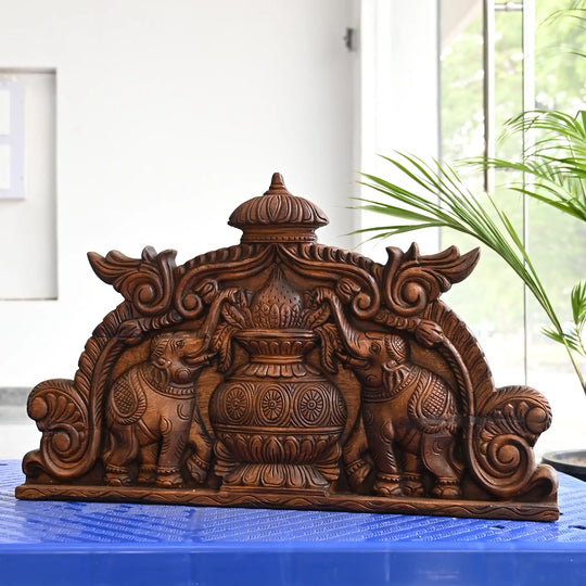 Decorative Kalasam with elephant carving for Indian homes