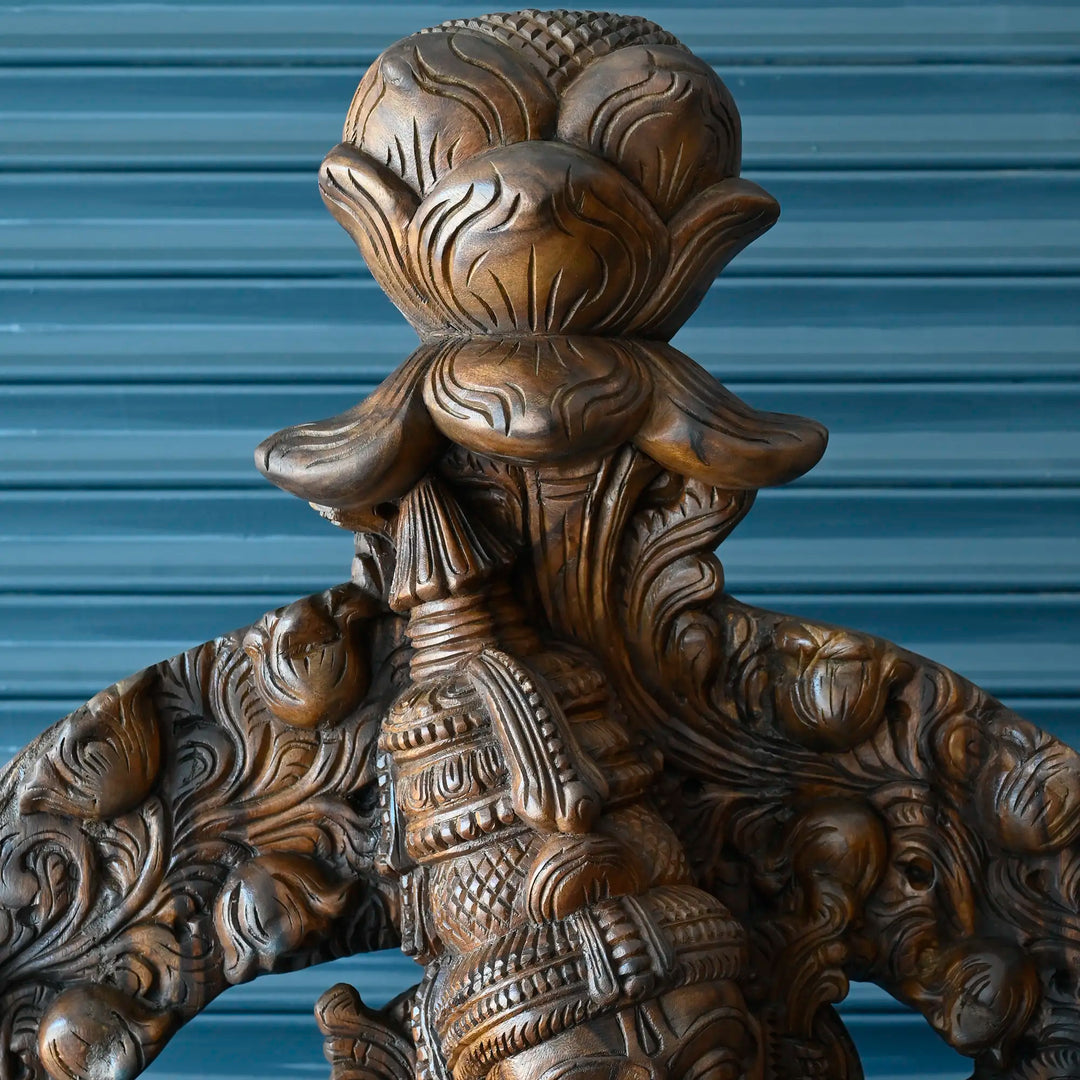 Large wooden Krishna statue handcrafted in traditional South Indian style