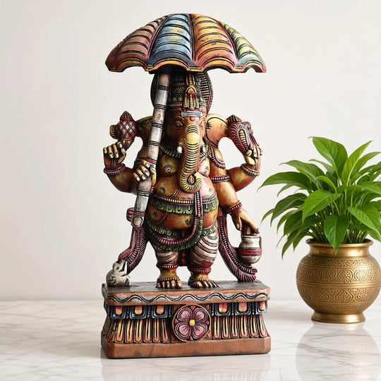 Colourful umbrella Ganapathy idol for shop decoration
