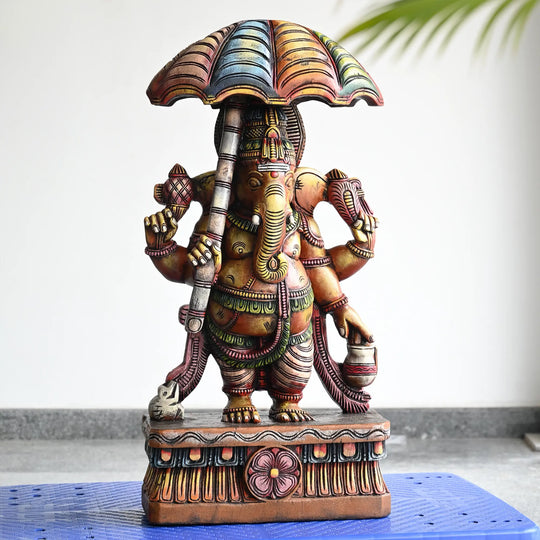 South Indian traditional Ganesh wooden carving