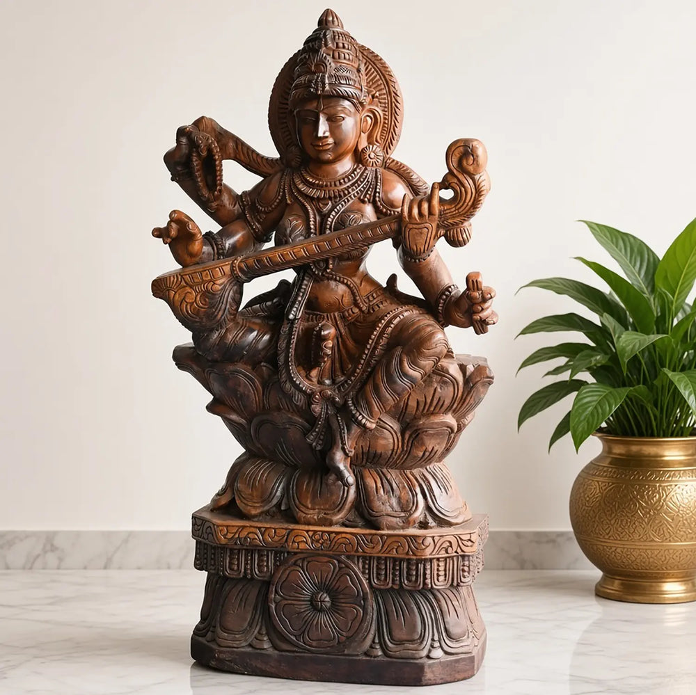 South Indian traditional Saraswathi wooden handicraft