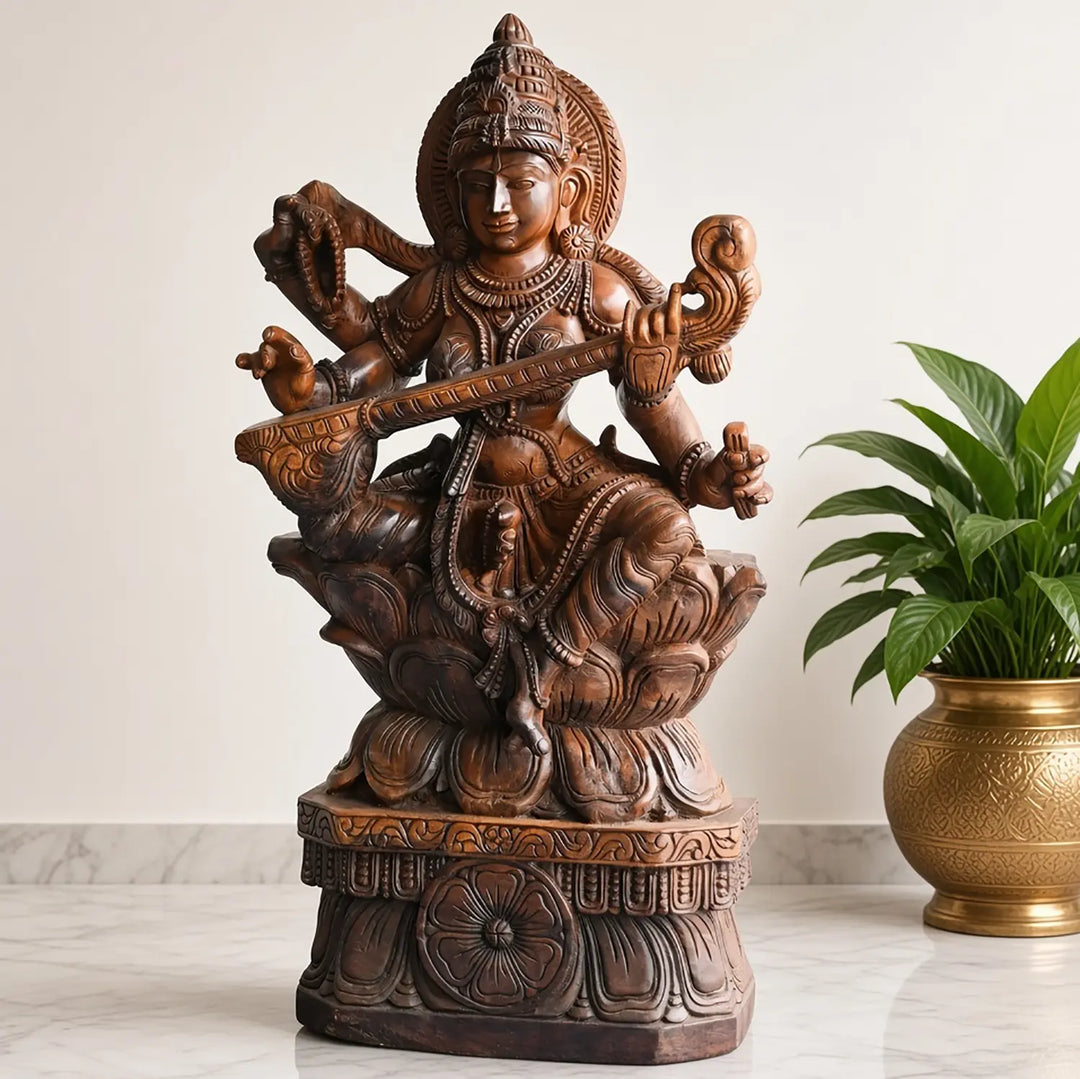 South Indian traditional Saraswathi wooden handicraft
