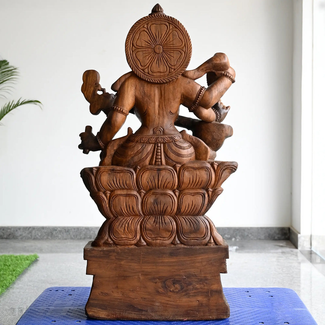 Handmade Saraswathi Moorthy by Indian wood-carving artisans