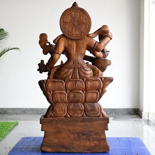 Handmade Saraswathi Moorthy by Indian wood-carving artisans