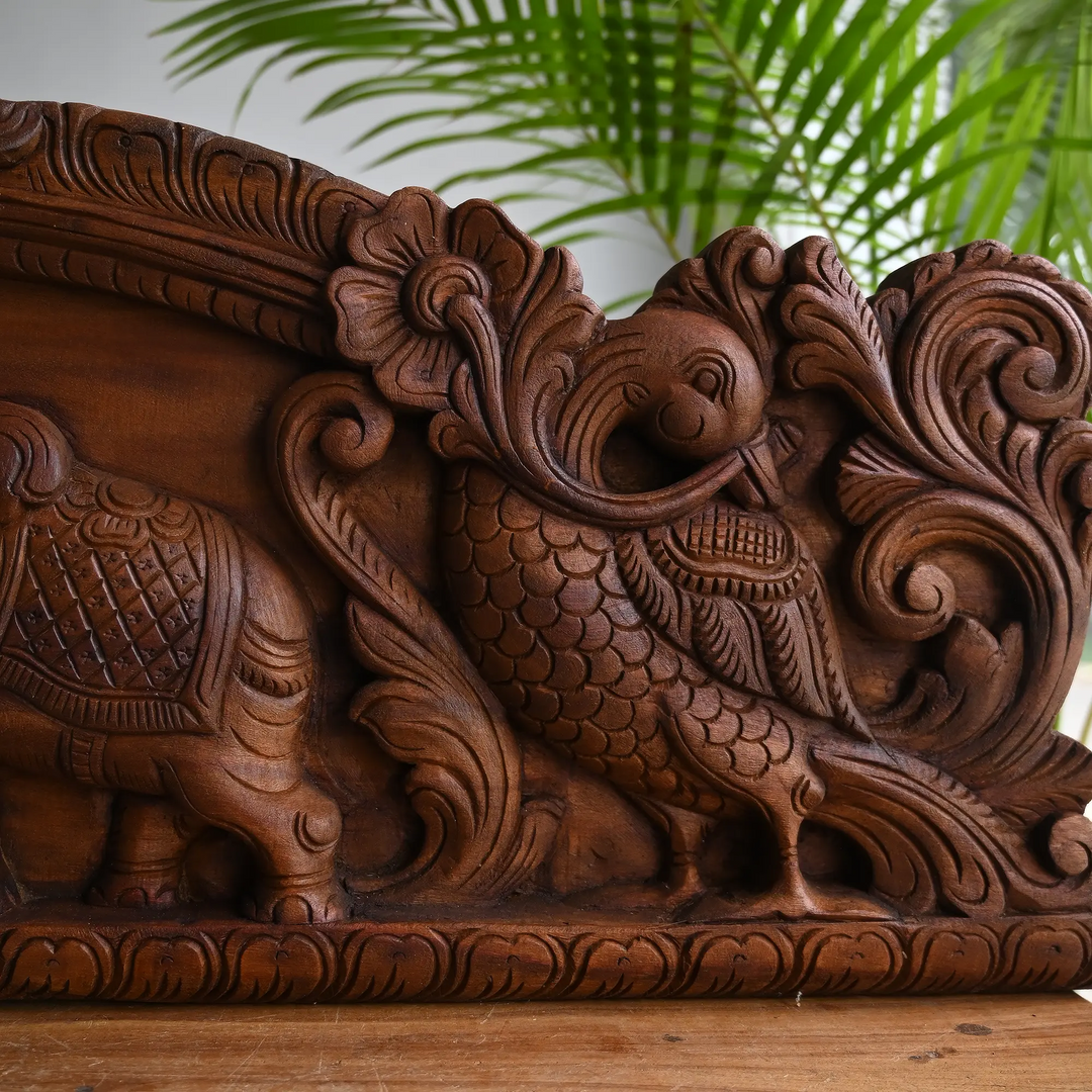 South Indian Gajalakshmi Wooden Wall Art-Indian Traditional for Home Decor 49"