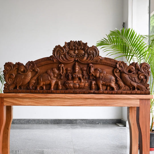 Wooden Goddess Lakshmi wall hanging for home entrance