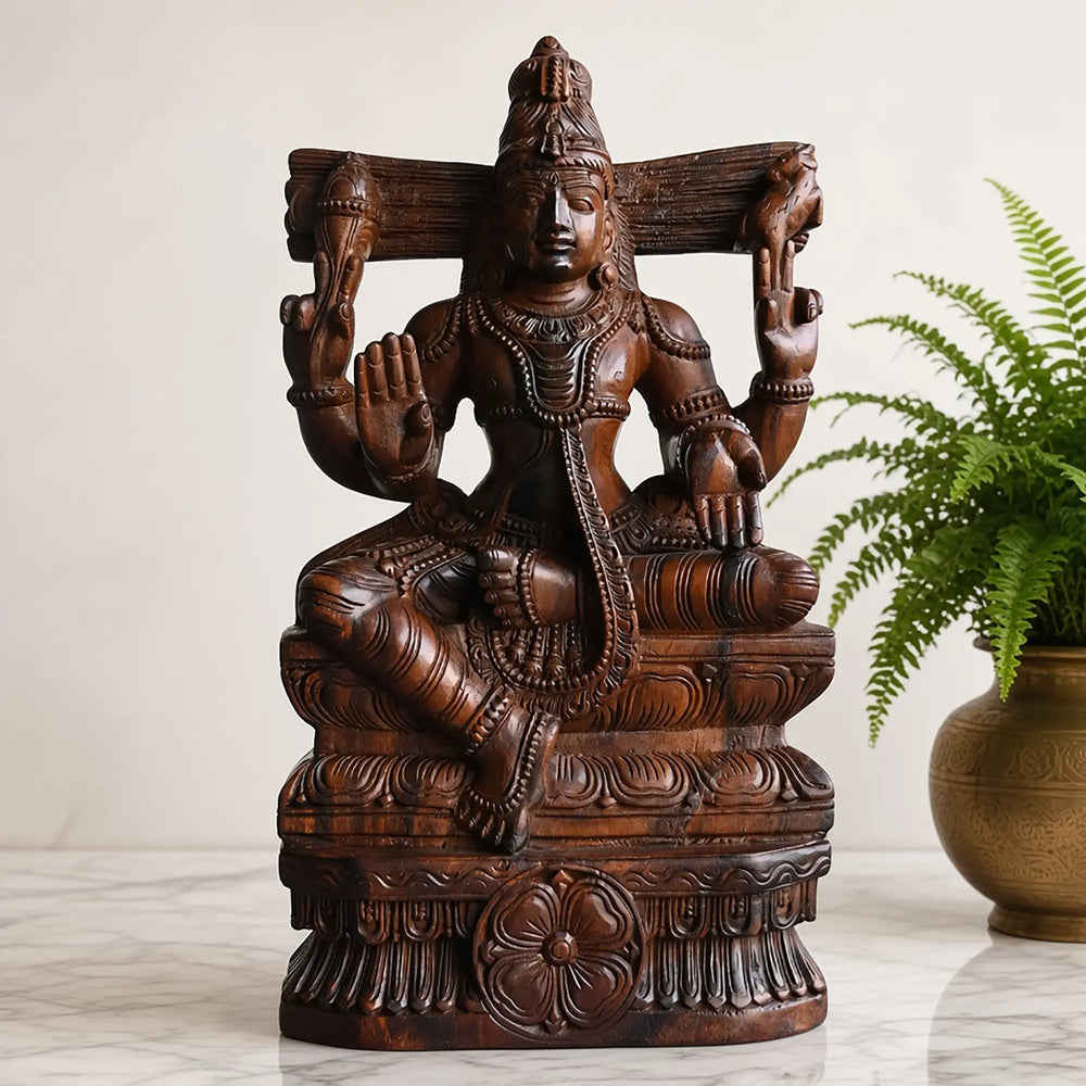 Divine Mahadev wooden idol by skilled artisans