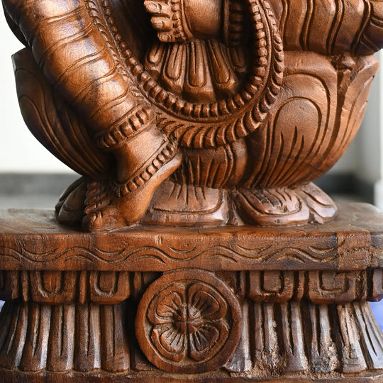 Premium Wooden Mahalakshmi Statue for Wealth and Abundance 24"