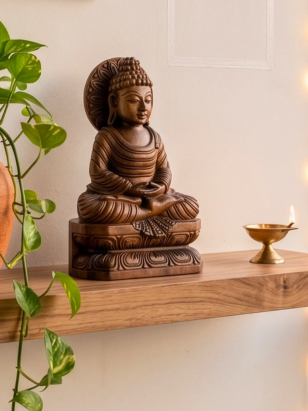Luxury handcrafted wooden Buddha sculpture for living room