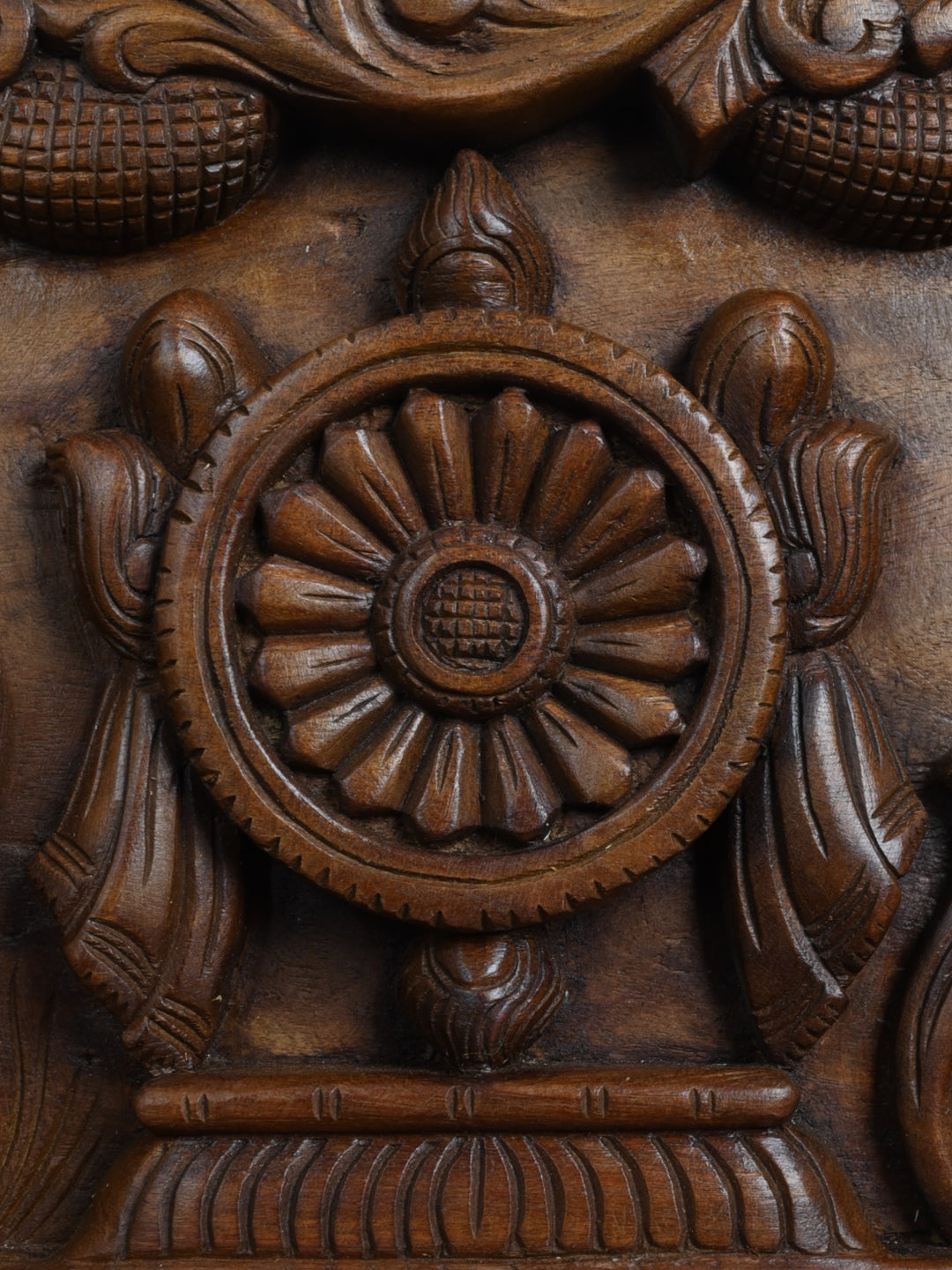 Floral Wall WOODEN Panel of sangu chakram namam 36"