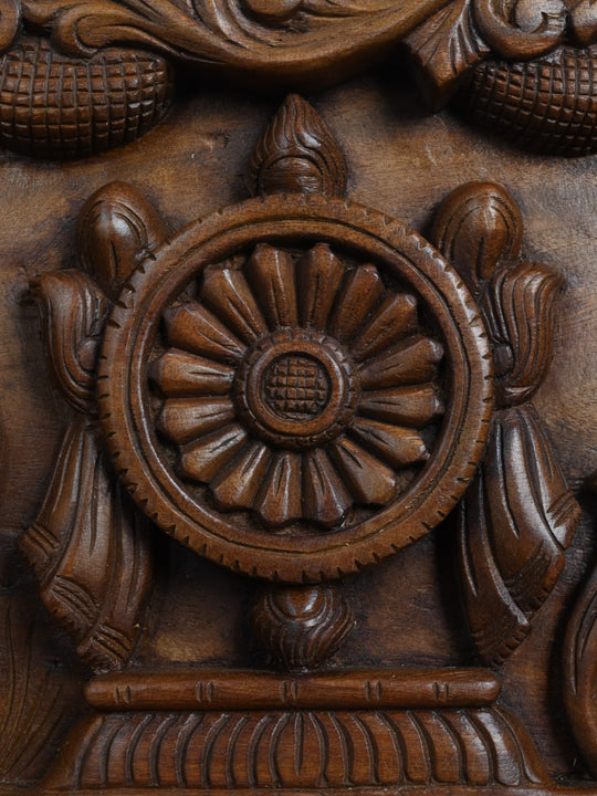 Floral Wall WOODEN Panel of sangu chakram namam 36"