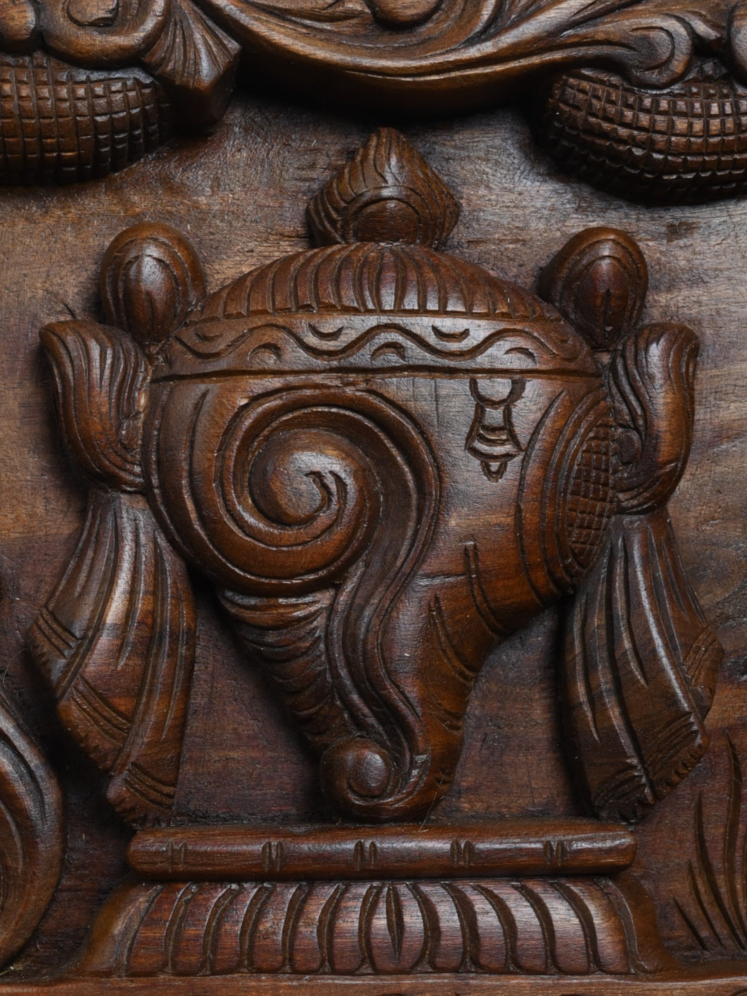 Floral Wall WOODEN Panel of sangu chakram namam 36"