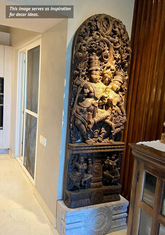 Tall Lord Ganesh Seated on a Lotus with Jali Work 72"