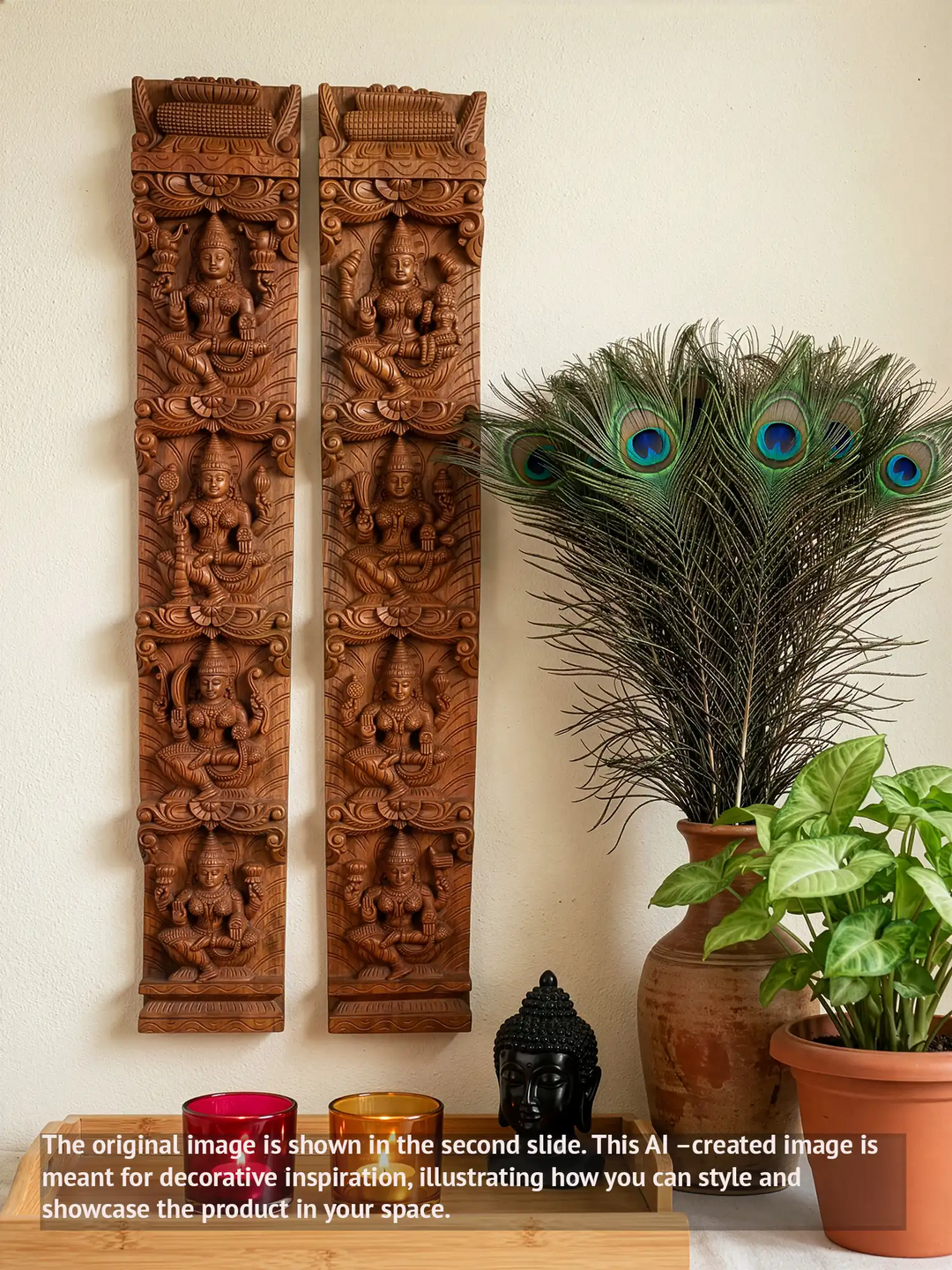 wooden astalakshmi vertical panel