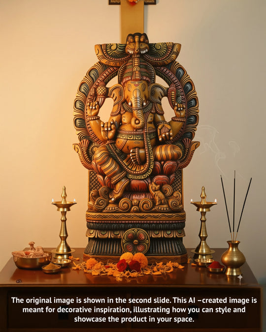 Wooden Arch Ganesh Statue- 36"