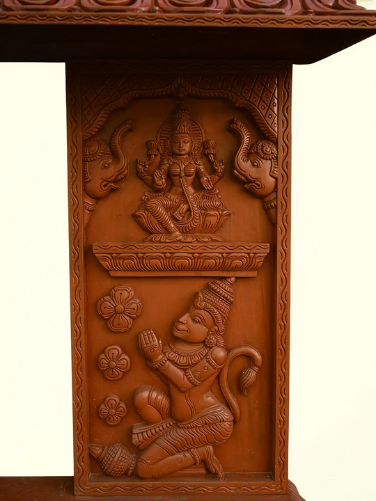 Hand-Carved Temple Frame with Vishnu and Lakshmi 45"