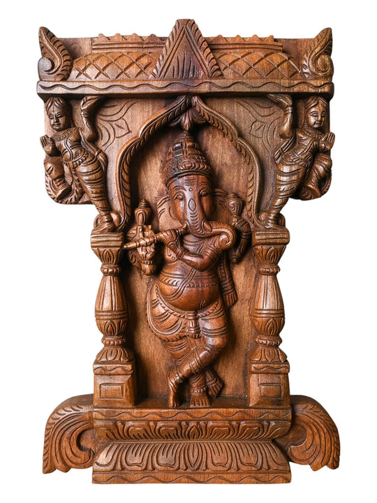 wooden ganesha wall mount