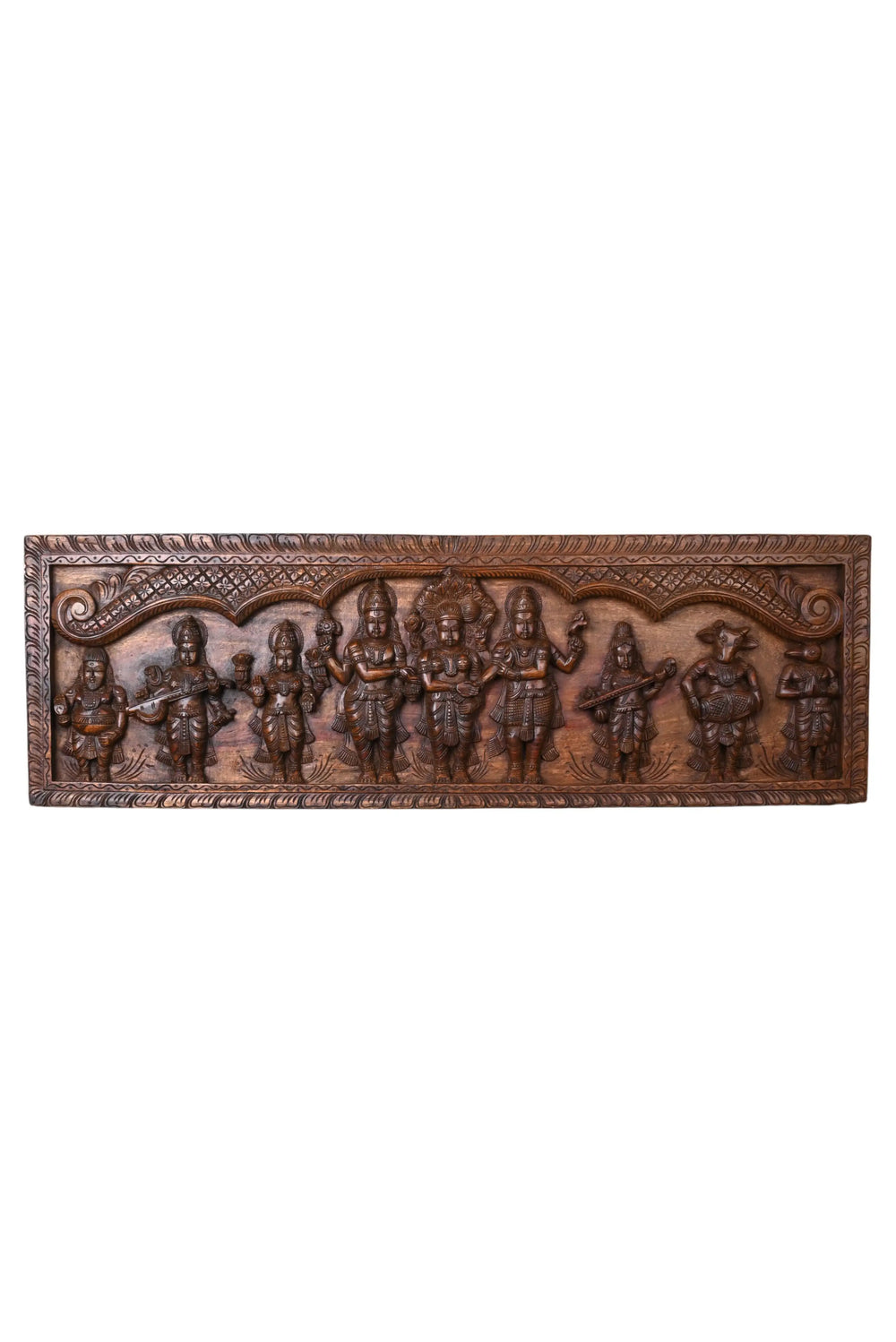 Wooden handcrafted penal of goddess meenakshi thirukalyanam