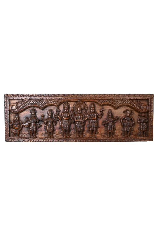 Wooden handcrafted penal of goddess meenakshi thirukalyanam