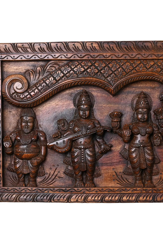 Wooden handcrafted penal of goddess meenakshi thirukalyanam 48"