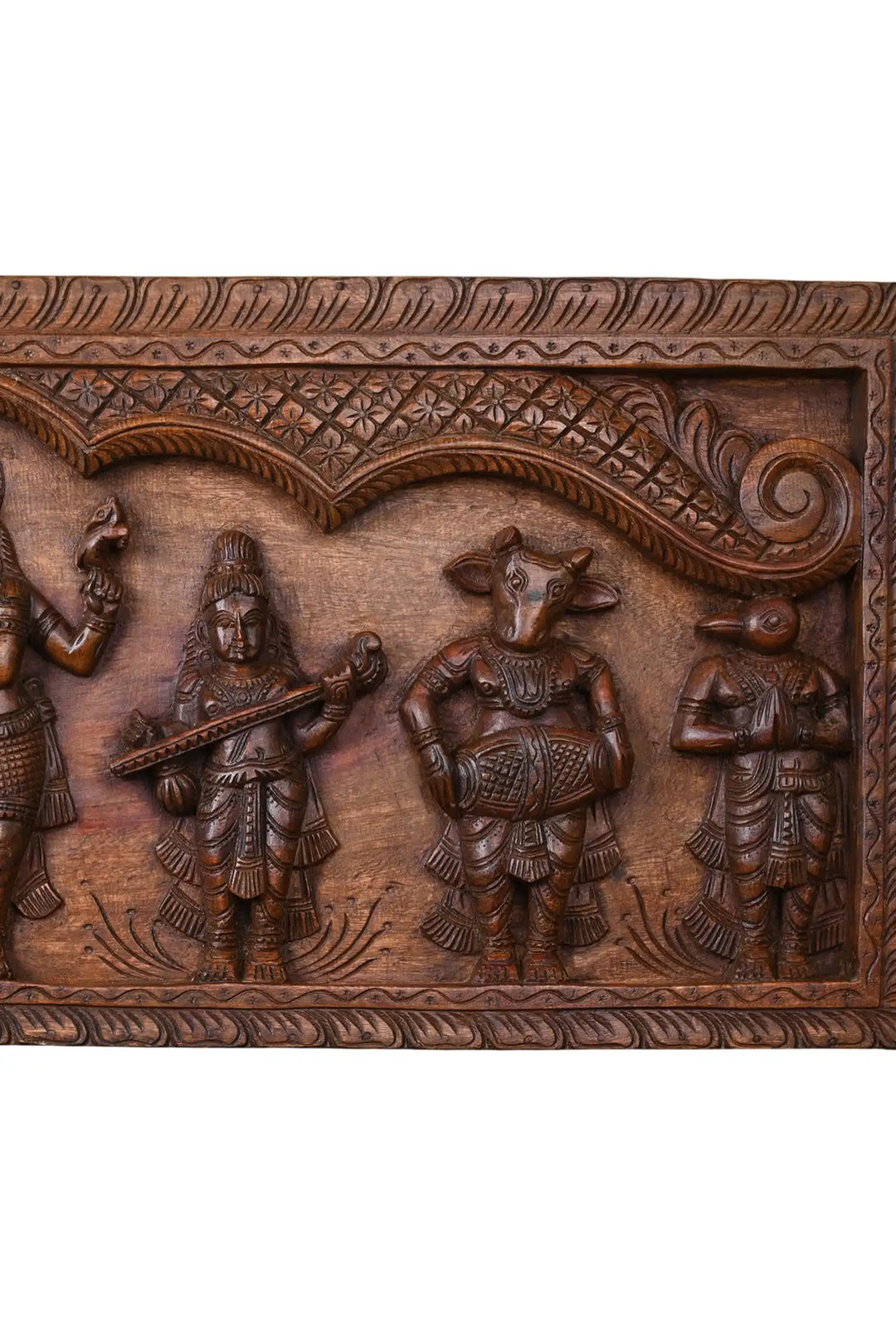 Wooden handcrafted penal of goddess meenakshi thirukalyanam 48"