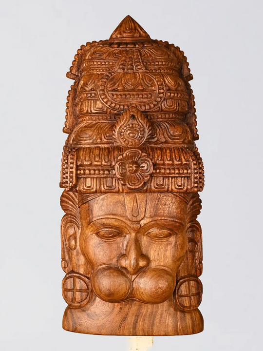 Wooden Hanuman face mask wall hanging