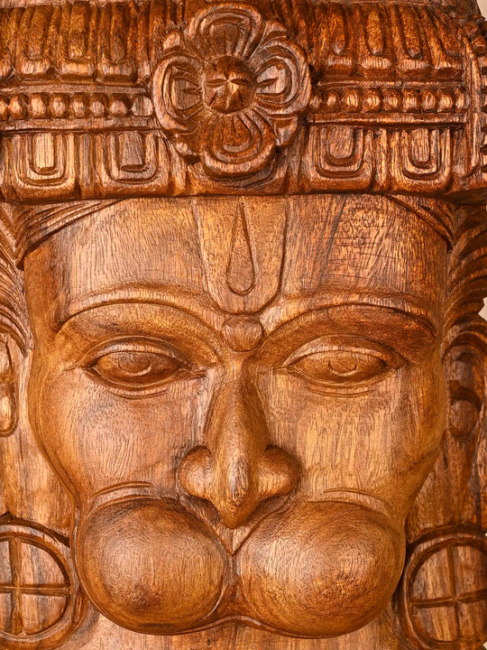 Indian wooden Hanuman wall art