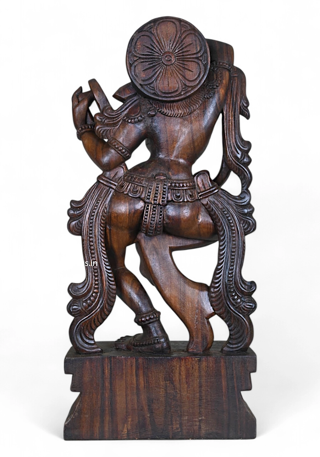 Wood Gorgeous Standing Apsara Wear Bindi Sculpture 26"