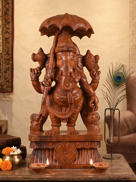 Umberalla Ganesh and holding Water Vessel 24"