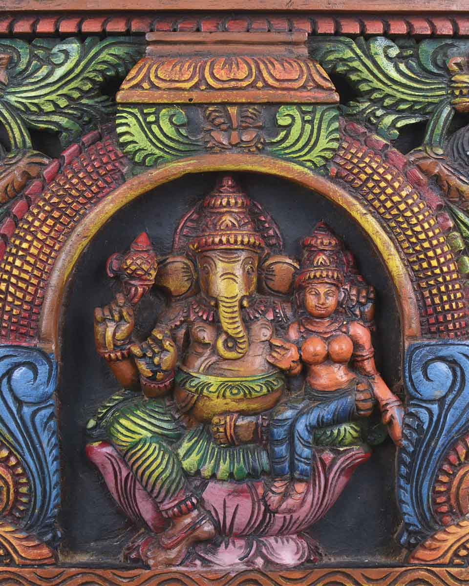 Yali and Peacock Adorned Ganesha - 18"