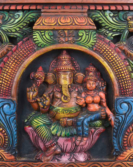 Yali and Peacock Adorned Ganesha - 18"