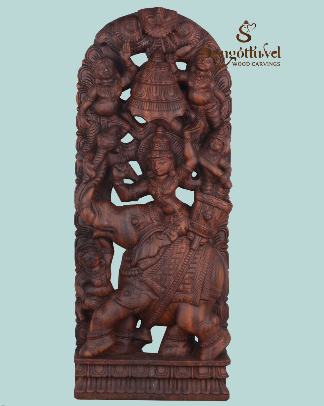 Wooden Raj Bhavani wall Mount sculpture 36"