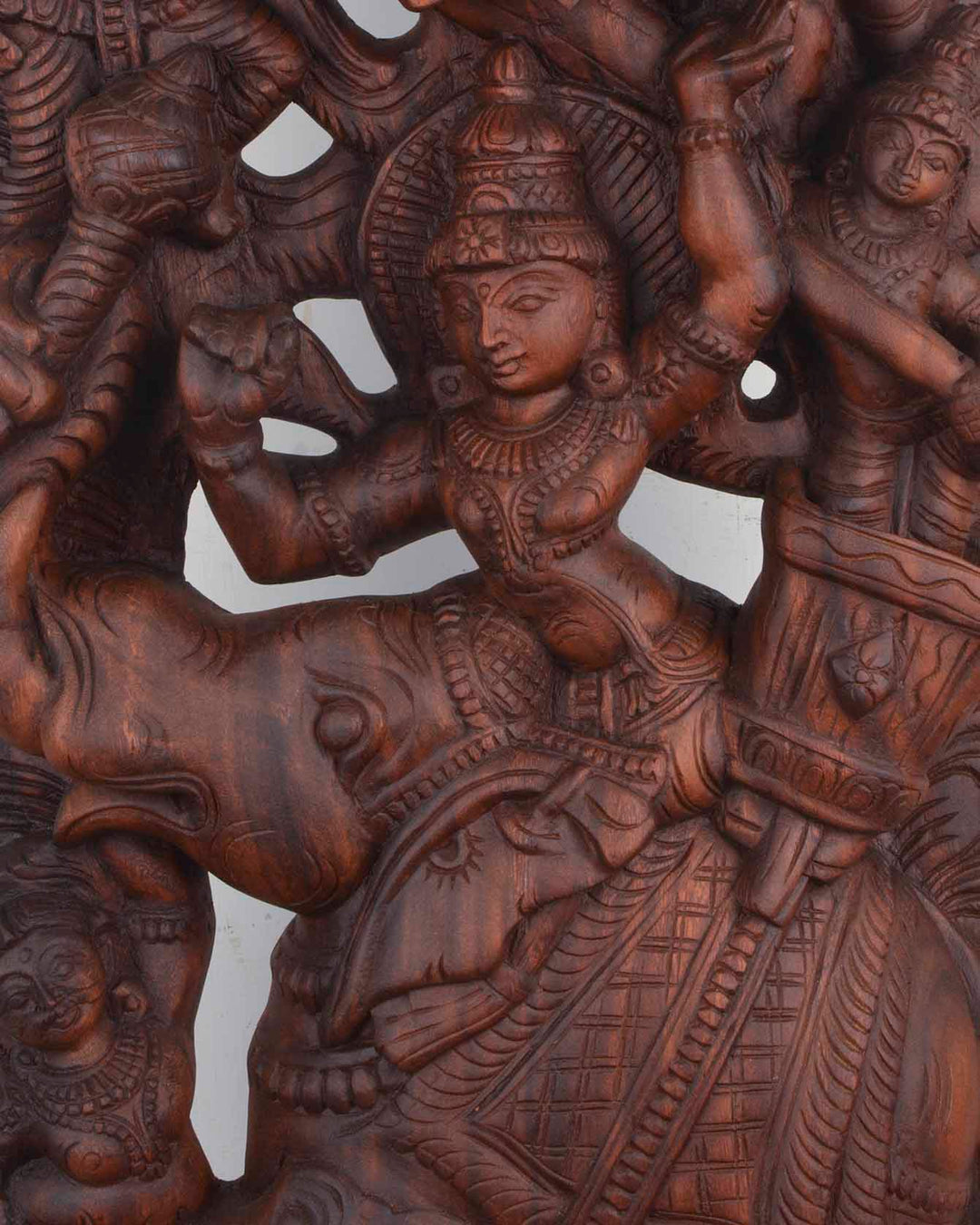 Wooden Raj Bhavani wall Mount sculpture 36"
