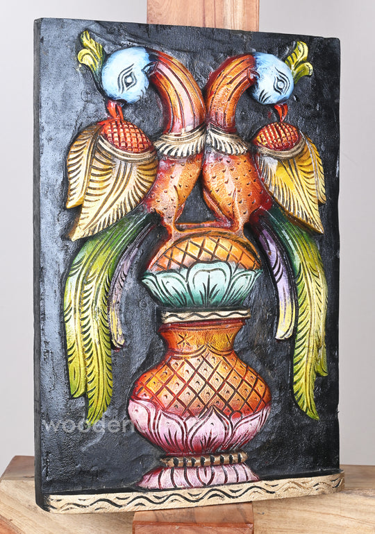 Multicoloured  Standing Parrots Wall wooden