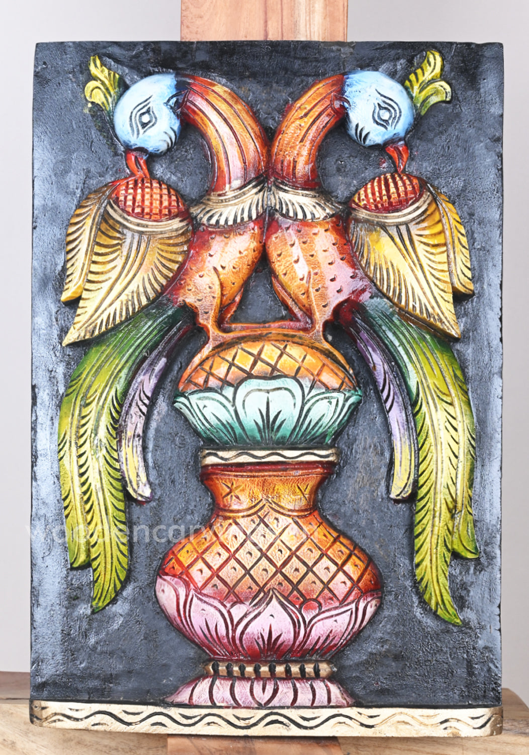 Multicoloured  Standing Parrots Wall wooden