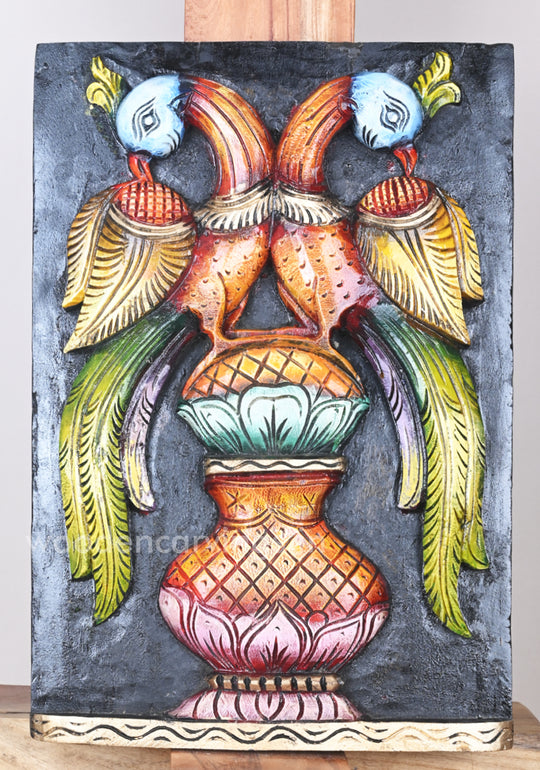 Multicoloured  Standing Parrots Wall wooden